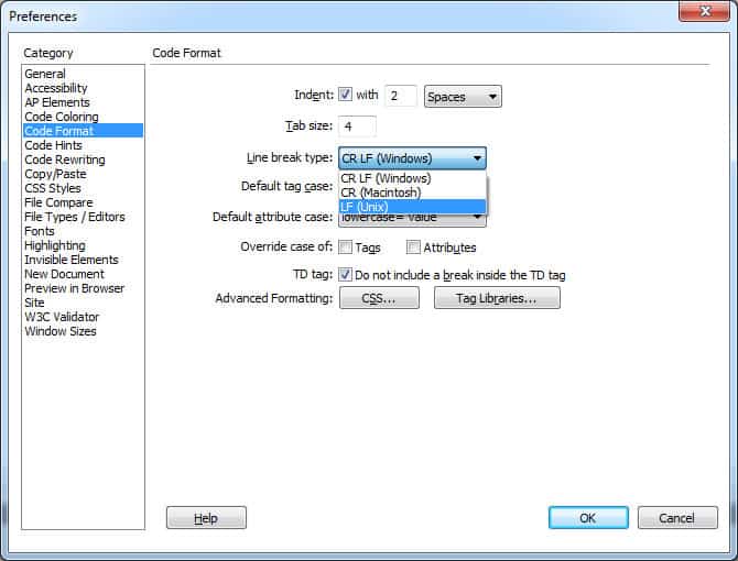 Code Format Options Code Format Options